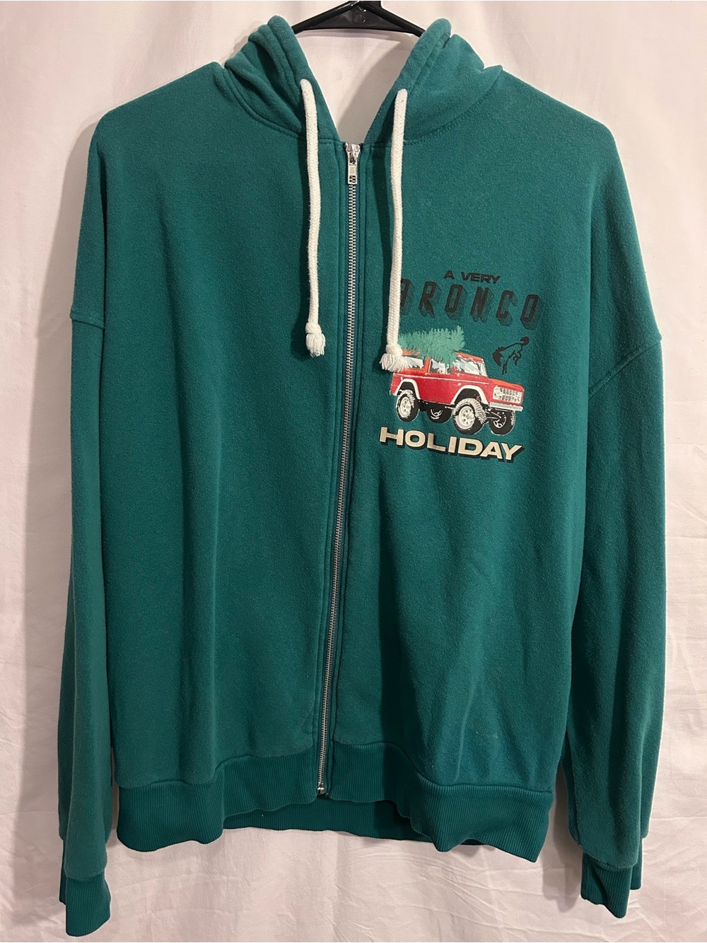 Ford Teal Zip Hoodie with Red Truck Graphic